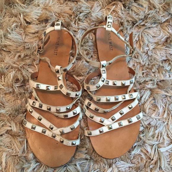 white studded gladiator sandals